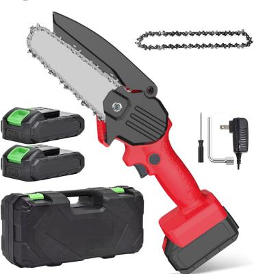 China Wood Saw 4-6 Inch Mini Chainsaw Cordless Power Chain Saw Battery Electric Handheld Chainsaw for sale