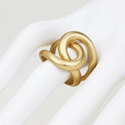 China Fashion Design Gold Plated Irregular Rings Men Cross Side Wide Twist Finger Ring for sale