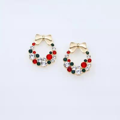 China TRENDY Christmas Earrings Fine Jewelry Trendy Gold Plated Gemstone Earrings Braid Flower Stud Earrings for sale