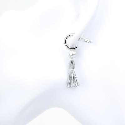 China Cute Cute Huggie Earrings Platinum Plated Long Tassel C Shaped Earrings Bead Earrings for sale