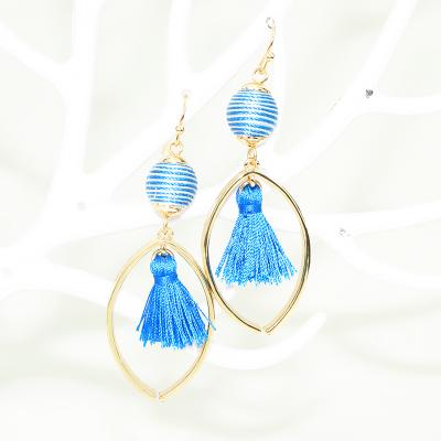 China BOHIME Boho Marquise Blue Evil Eyes Tassel Statement Long Dangle Drop Earrings For Women for sale