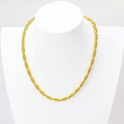 China Casual/Sporty Wholesale 14K Gold Plated Twisted Rope Chain Necklace With Leaf Charm Necklace Jewelry for sale