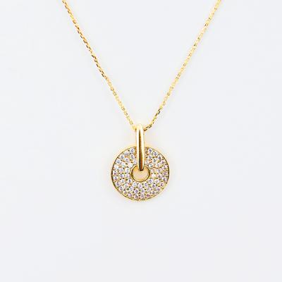 China Romantic Hotting Sell Zircon Pendant Necklace Geometric Rotary Diamond 14K Gold Plated Necklace Jewelry for sale