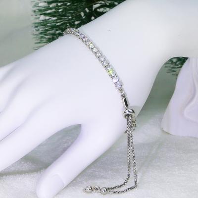 China Christmas Rhinestone Adjustable Rhinestone Chain Bangle Adjustable Romantic Diamond Shiny Crystal Bracelet For Women for sale