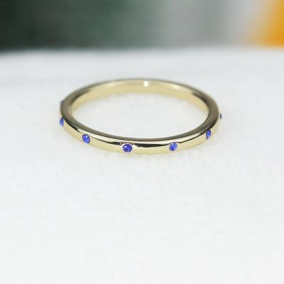 China New Romantic Style Christmas Rings 14K Gold Plated With Blue Crystal Diamond Rings For Women Jewelry for sale