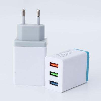 China UniversalÂ   EU Plug 5V 1.2A Power Charger Charging Machine Mobile Left Cable 3 Fast Mutil Port for sale