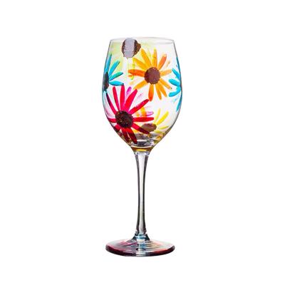 China High Quality Crystal Colored Goblet Red Wine Glass Creative Cocktail Hand Painted Personality Customized Funny Hand Painted Wholesale for sale