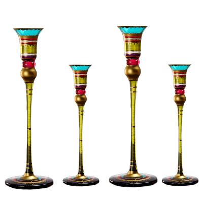 China Wholesale Customized Universal Heat Resistant Indian Cup Hand Painted Crystal Wine Glasses Vintage Goblet Candlestick Lead Free Colored for sale