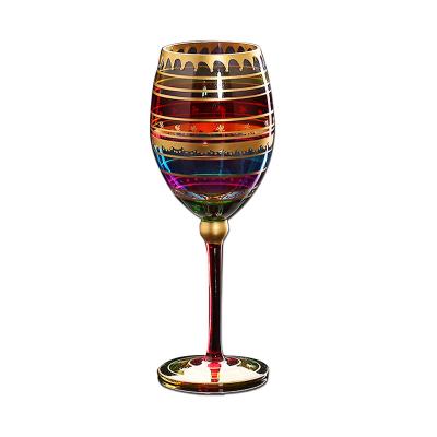 China Wholesale Customized Home Hand Painted Printed Creative Personality Crystal Large Red Wine Glass Water Goblets For Bar for sale