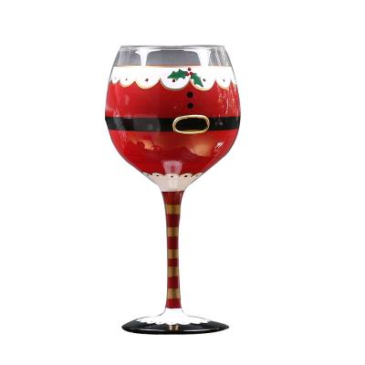 China Wholesale Customized Hand Painted Burgundy Crystal Colored Christmas Goblet Red Personality Wine Glass for Home Bar Decoration for sale