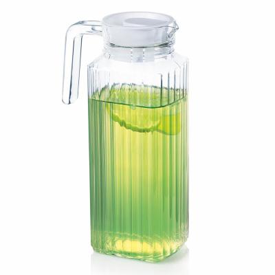 China 37oz Water Fridge Stocked Glass Pitcher with Convenient and Easy to Use Large Lid for Lemonade, Iced Tea, Milk, Cocktails Drinks for sale