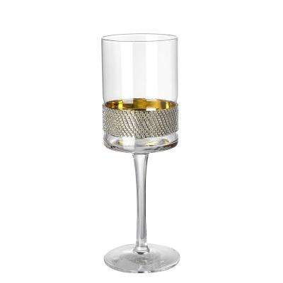 China wholesale Customized Diamond-encrusted Diamond-encrusted Minimalistic Quartz Wedding Luxury Wine Glasses Champagne Goblets For Party Home for sale