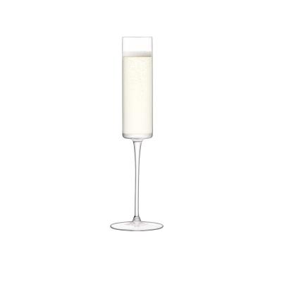 China Unique Cyrstal Cylinder Champagne Flutes Glass Gift for Man, Women, Wedding, Birthday Modern Edge Crystal Stemware for sale