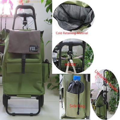 China Supermarket Folding 600D Polyester Folding Sky Trolley Vegetable Shopping Bag for sale