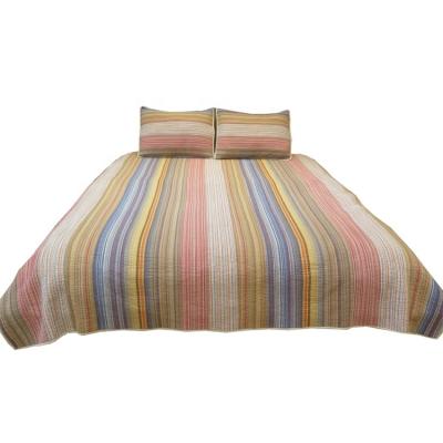 China Yarn-dye Cotton Fashion Stripe Disposable Soft Reversible Comforter Bedspread for sale