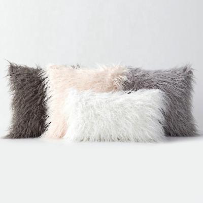 China Wholesale Portable Artificial Fur Pillow Popular Promotional Luxury Cushions Furry Pillows For Sofa for sale