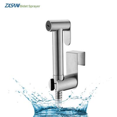 China High Pressure Water Flow Control Design Stainless Steel Bidet Sprayer Set Ergonomic Handheld Diaper Sprayer for Female Washing and Baby Washing for sale