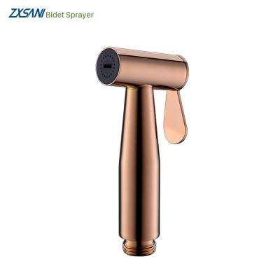 China Beautiful PVD Rose Gold Corrosion Proof Bathroom Leak proof Stainless Steel Bidet Sprayer Cloth Diaper Rust Proof Sprayer for sale