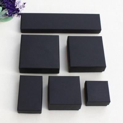 China Jewelry Box Black Wrapping Paper Jewelry Gift Box Bracelet Necklace Paper Earrings Packaging Gift Box for sale