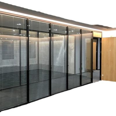 China Tempered Glass Modern Aluminum Frame Integrated Canopy Office Frosted Glass Interior Partition for sale