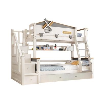 China New Arrival Modern Child Furniture Solid Wood Kid's Frame Cradle Kids Bunk Bed With Storage Ladder Cabinet for sale