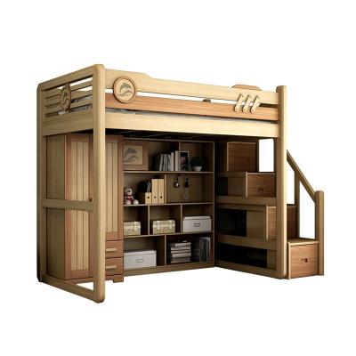 China Modern Natural Wood Modern Kids Beds Set Kids Beds Kids Furniture Wardrobe Kids Bunk Bed With Ladder Customized Size for sale