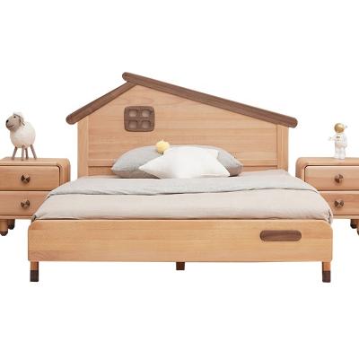 China Best Price Modern Kids Bedroom Furniture Night Stand Kids Solid Wood Bed Set Home Kids Beds With 2 Bedside Table for sale