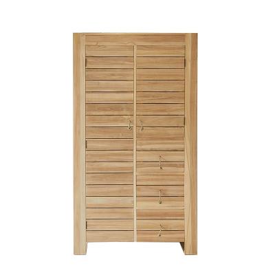 China Rustic Wooden Slatted Design Wardrobe Closet Farmhouse Clothes Organizer Cabinet Storage Bedroom Clothes Accessories for sale