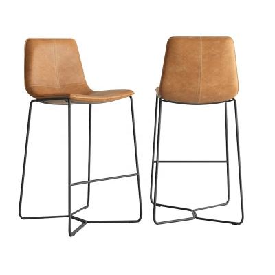 China New Contemporary Design Modern Metal Base Bar Chair Bar Stools Leather Metal For Hotel Bar Counter for sale