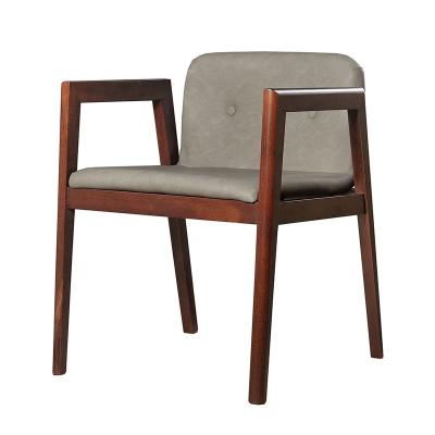 China Modern Wholesale Nordic Ash Wood Minimalist Dining Room Furniture Solid Wood Color Walnut Discount Modern Leather Dining Chair For Sale for sale