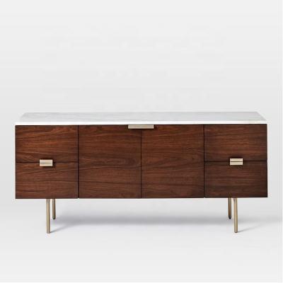 China Hot Sale Modern Top Luxury Marble Top Cupboard Sideboard Wooden Sideboard Sideboard For Dining Room Storage for sale