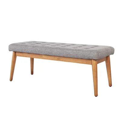 China Modern White Bedroom Upholstered Bench Solid Wood Shoe-Changing Entryway Fabric Stool Living Room Bed End Bench Bedroom Fabric Bench for sale