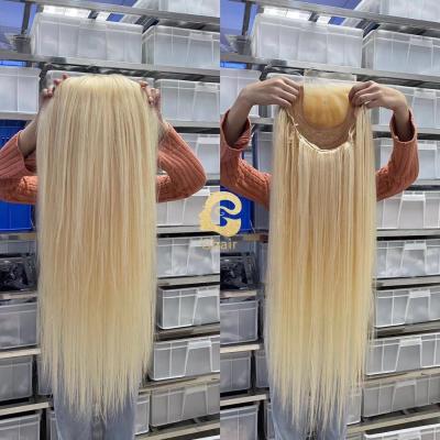 China Soft Soft Ready to Ship Preplucked 10A Cheap 613 Honey Blonde 100% Raw Human Hair Lace Frontal Wigs for sale