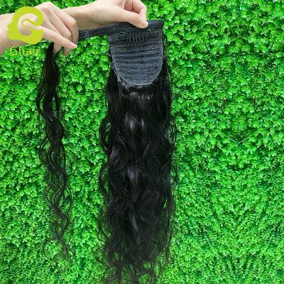 China X-Ring Hair Ready to Ship 100% Hair Wrap Around Straight Virgin Hair Body Wave Ponytail Extension for sale