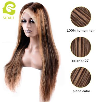 China Hot Straight Selling 4/27 Highlight Hair Weave Bundles Piano Color Hair Extensions Wig for sale