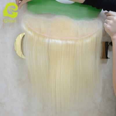 China Hot Selling #613 HD Silky Straight Wave HD Lace Frontal Slim Bandeau In Blonde for sale