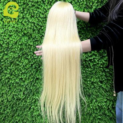 China Straight 13x4 Lace Front Human Hair Wigs 150% 613# Bundles With Frontal Cuticle Aligned Transparent Lace Wig for sale