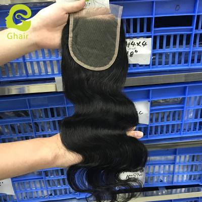 China No Tangle And No Factory Direct Shedding Cuticle Aligned Hair Vendors 4x4 Transparent Lace Closure With Body Wave for sale