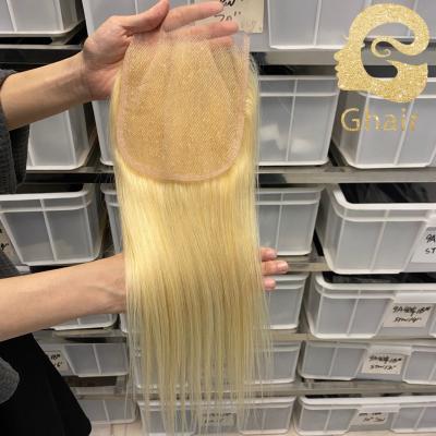 China NO Shedding.no Tangle.soft.shiny blonde 613 hair wholesale lace closure,cuticle aligned transparent 613 hair lace,raw 613 Virgin hair for sale