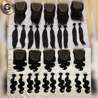 China Silky straight wave in transparent 7x7 stock lace with tan bundles lace with bundles bundle case for sale