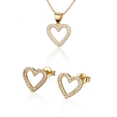 China Lead Free Famous Designer Heart Diamond Earrings Necklace Jewelry Sets Mix for sale