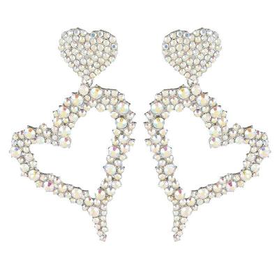 China Fashion Gold Circle Rhinestone CLASSIC Jewelry Earrings Luxury Heart Earings For Women for sale