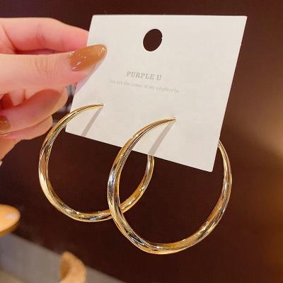 China 2021 Fashionable Environmental Friendly Jewelry Material 18k Real Gold Plated Fancy S925 Sterling Silver Round Vintage Earring Chunky Big Circle Dangle Hoop Earrings for sale