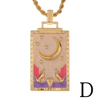 China Hot Sale BOHEMIA Fashion 18K Gold Rope Chain Enamel Meraid Sun Star Moon Necklace for sale