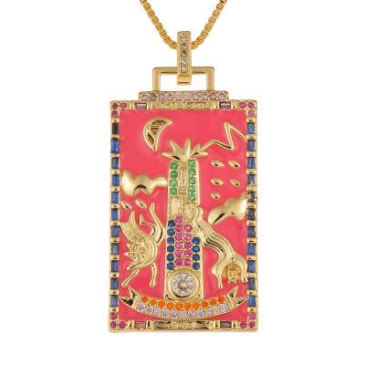 China BOHEMIA Tarot Zircon Necklace Fashion Exquisite Luxury Copper Necklace Light 18K Gold Plated Gold Plated Chain Necklace for sale