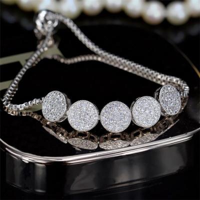 China CLASSIC Zircon Charm Bracelet, Brass Bangle Bracelet, Shiny Zircon Diamond Bangles Luxury Fashion Bling Bracelets for sale