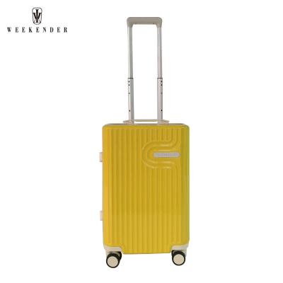 China ABS/PC Accept Customized Logo 10-15 Days Recessed Women Spinner Trolley System Aluminum Luggage Suitcase Set for sale