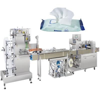 China Automatic Wet Wipe Industry Baby Alcohol Facial Wet Strength Paper Wipes Tissue Towelette Napkin Pouch Making Making Packing Machine Price for sale