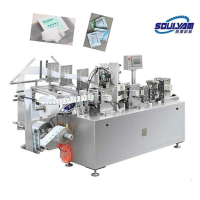 China AWP-250 Hotels Full Automatic Single Cleaning Wipes Single Side Single Sachet Four Cloths Wet Packaging Machine for sale