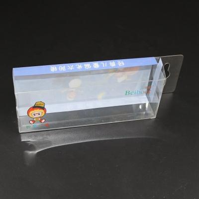 China Factory Direct Selling Biodegradable Color Print Plastic Glasses Box Transparent PVC Pencil Case Packing Hook Folding Box for sale